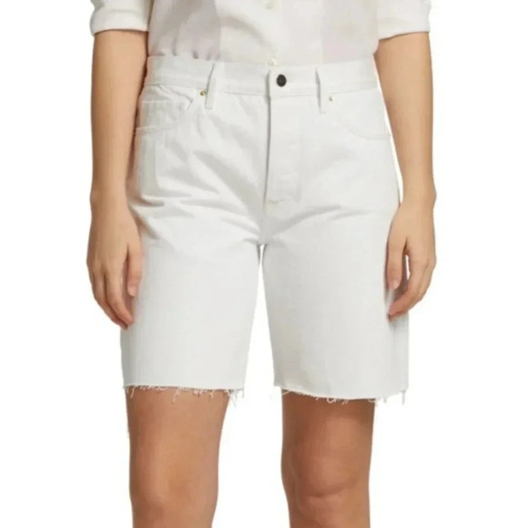 Frame |  le Slouch Bermuda Shorts in Rumpled Blanc Grind Sz 27 - Picture 1 of 7